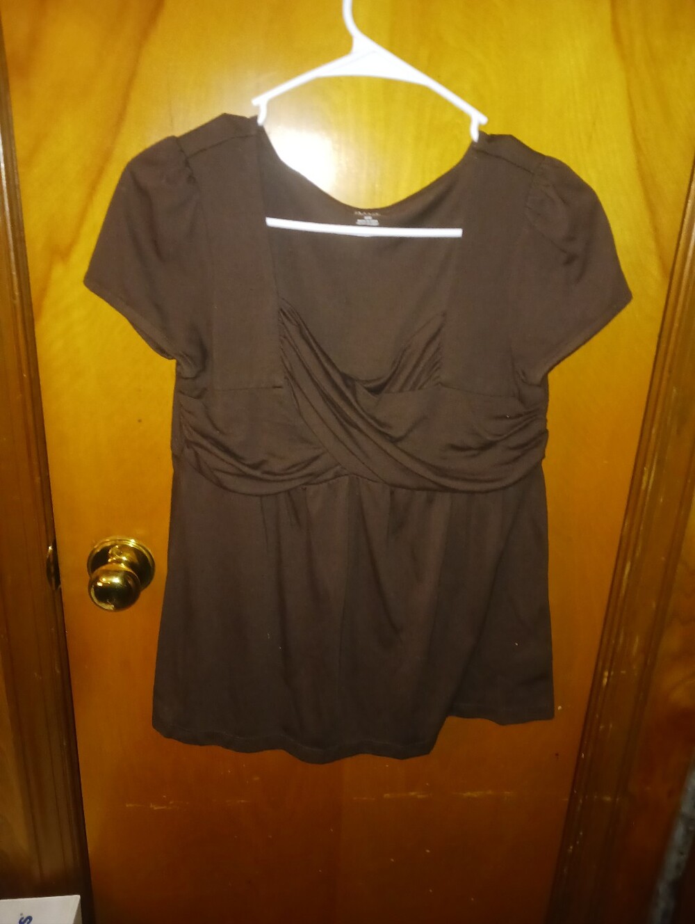 a.n.a Brown Short Sleeve Draped Empire Tunic